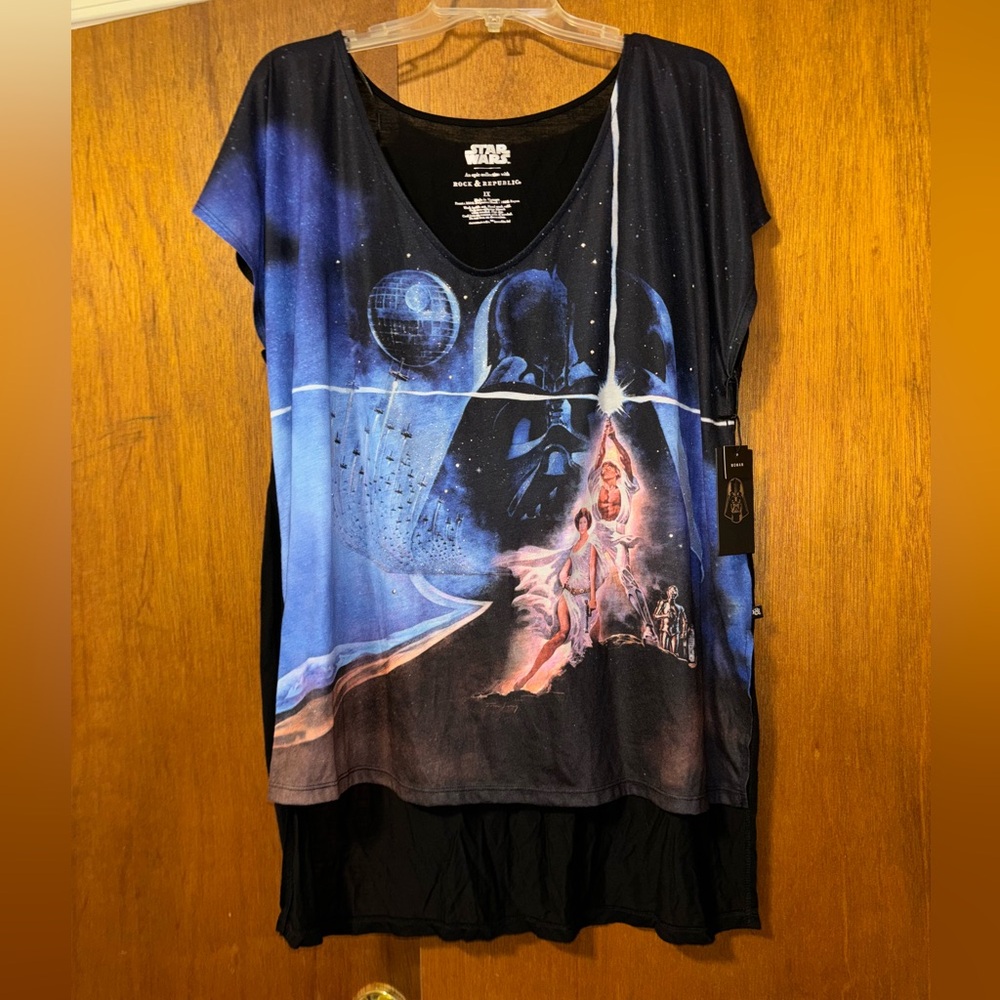 🌹 NWT ROCK&REPUBLIC Star Wars shirt size 1X